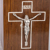 Handcarved Wooden Cremation Urn – Grace and Mercy Cross Design – Suitable for Adult Men & Women, Mom & Dad – 250 Cu/in Capacity