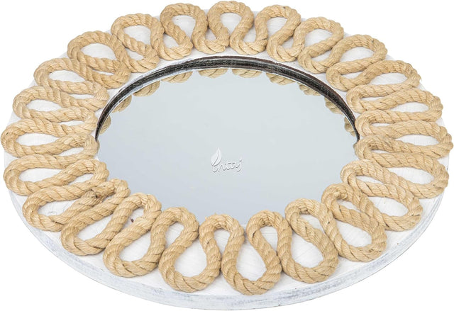 Rustic Rope Round Wall Mirror - Nautical Decorative Wall Mirror Handcrafted - Large Wall Home Decor Mirror for Bathroom, Bedroom, Entryway, Living Room (20x20, Natural Brown)
