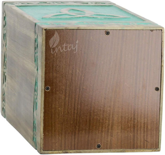 INTAJ Handcrafted Wooden Urns for Human Ashes Adult - Large Cremation Urns for Pet Ashes for Dogs/Cats - Celtic Knot Funeral Urn for Your Loved Ones, Wood Box Urn (N&G - Antique, Medium - 150 Cu/in)