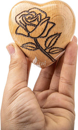 INTAJ Wooden Heart Urn for Human Ashes, Pet Ashes - Cremation Urn for Ashes, Humming Bird Funeral Urn for Dogs,Cats Hand-Crafted - Burial Urn Box (BeechWood, S (3") 07Cu/in)