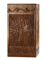 Handcarved Wooden Cremation Urn – Tree of Life – Suitable for Adult Men & Women – 250lbs