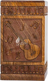INTAJ Cremation Urns for Ashes Medium Male Female Wooden Guitar Urns Box for Ashes and Casket for Men Women Child, Pets Cat Dog Urn Burial Funeral Memorial Urns for Ashes Holds up to 250 lbs