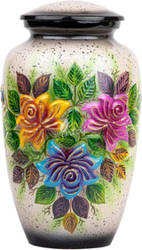 Handcrafted Floral Cremation Urn – Lotus Rainbow Design – Suitable for Adult Men & Women, Mom & Dad