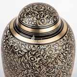 INTAJ Urn for Human Ashes - Adult Solid Brass Large Funeral Urn Handcrafted - Engraved Affordable Urn for Ashes (Dome Etched, Adult (12" Hx8 W))