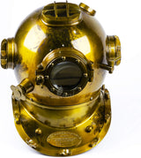 Handcrafted Antique Scuba Diving Helmet - Premium Home Decor Helmet for Diving Lovers - Marine US Navy Deep Sea Diver Diving Helmet (Antique Gold, Large)