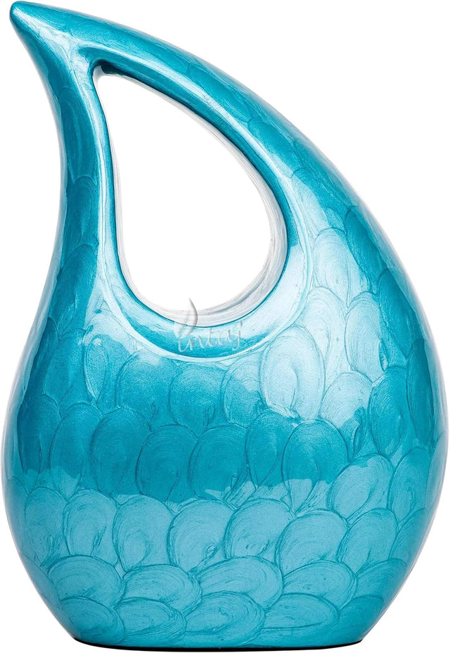 Handcrafted Cremation Urn – Diamond Cut Royal Blue Design – Suitable for Adult Men & Women, Mom & Dad –  Small Set of 1