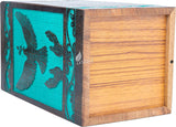INTAJ Handmade Rosewood Urn for Human Ashes, Peaceful Bird Wooden Urns for Ashes Hand-Crafted, Funeral Cremation Urn, Pet Dog Urns for Ashes (Teal Gree, XS - 5Hx3W (20 Cu/in))