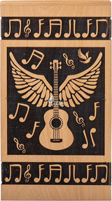 Handcarved Wooden Cremation Urns – Guitar Wings Design in Beechwood – Suitable for Adult Men & Women, Mom & Dad – Set of 4 Urns (XS)