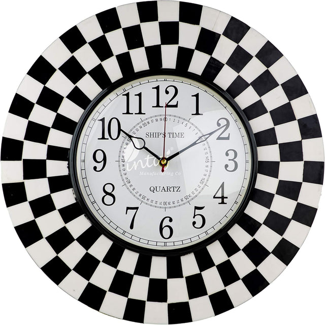Wall Clock, Silent Non-Ticking Decorative Battery Operated Wall Clock for Living Room Home Office School, Round Home Decor Wall Clock (Universal - 14-8", Chess)