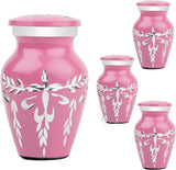 Handcrafted Diamond Cut Cremation Urns – Blush Flamingo Finish Design – Suitable for Adult Men & Women, Mom & Dad –  Set of 4 Keepsake Urns