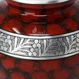Handcrafted Cremation Urn – Cloud Red Design in Elite Cloud Blue & Silver – Suitable for Adult Men & Women, Mom & Dad – 200lbs Capacity