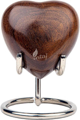 INTAJ Wooden Heart Urn for Human Ashes, Pet Ashes - Cremation Urn for Ashes, Humming Bird Funeral Urn for Dogs,Cats Hand-Crafted - Burial Urn Box (Rosewood, M (4") 10Cu/in)