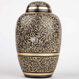 INTAJ Urn for Human Ashes - Adult Solid Brass Large Funeral Urn Handcrafted - Engraved Affordable Urn for Ashes (Dome Etched, Adult (12" Hx8 W))