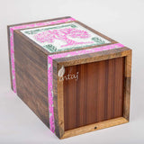 INTAJ Handmade Wooden Urn for Human Ashes - Adult Tree of Life Wooden Urns Hand-Crafted - Funeral Cremation Urn for Dogs Engraved (Fuchsia White, Medium - 9.5Hx5.5W (180 Cu/in))