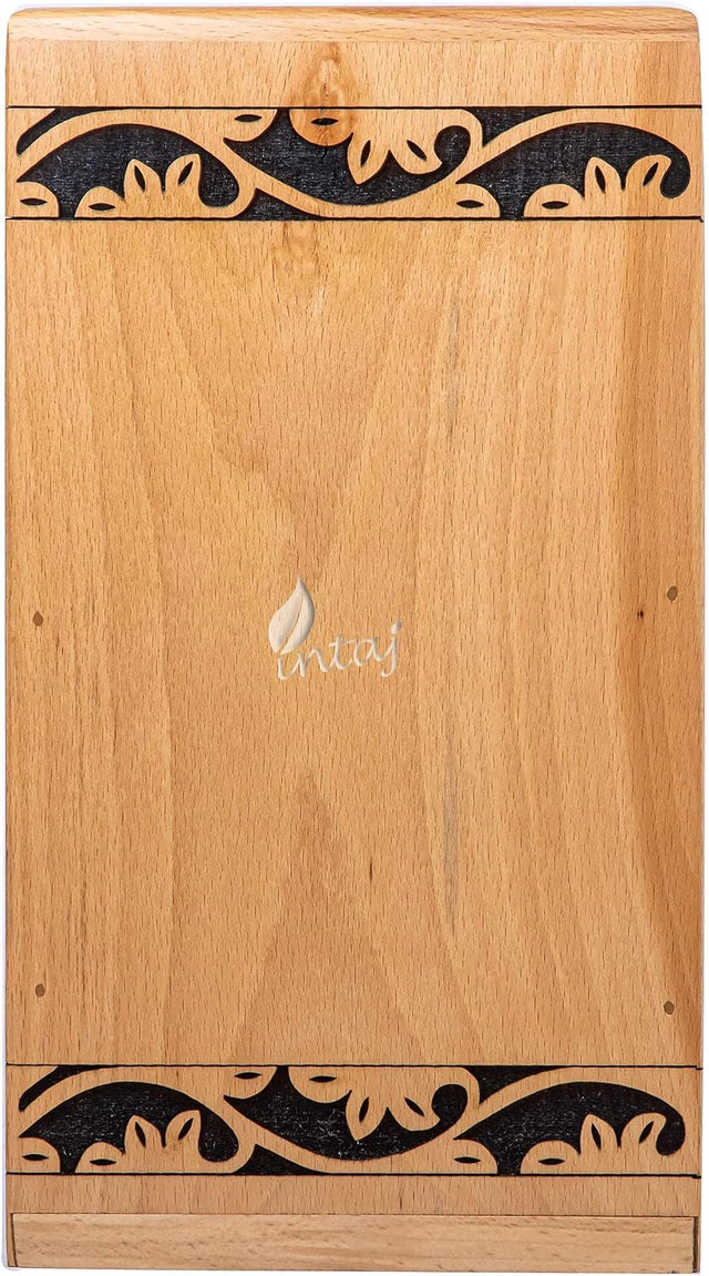 Handcarved Wooden Cremation Urn – Deer Carved Design in Custom Beechwood – Suitable for Adult Men & Women, Mom & Dad, and Pet Dogs – 180 Cu/in Capacity