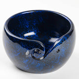 Handmade Large Wooden Yarn Bowl for Knitting Crochet Perfect Yarn Holder Rosewood Bowl for Mothers Day Christmas Gift (Large - 6x4, Blue Patch)