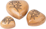 INTAJ Wooden Heart Urn for Human Ashes, Pet Ashes - Cremation Urn for Ashes, Humming Bird Funeral Urn for Dogs,Cats Hand-Crafted - Burial Urn Box (BeechWood, S (3") 07Cu/in)