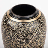 INTAJ Urn for Human Ashes - Adult Solid Brass Large Funeral Urn Handcrafted - Engraved Affordable Urn for Ashes (Dome Etched, Adult (12" Hx8 W))