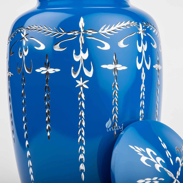 Handcrafted Diamond Cut Cremation Urn – Cobalt Finish – Suitable for Adult Men & Women – 200lbs Capacity