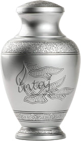 INTAJ Royal Silver Cremation Urn for Human Ashes - Adult Funeral Urn Handcrafted - Affordable Urn for Ashes - Large Urn Deal (Arcadia Black, Adult)