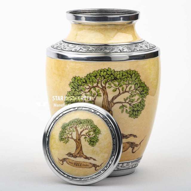 Handcrafted Wooden Cremation Urn – Real Tree Treaty – Suitable for Adult Men & Women, Mom & Dad