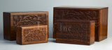 Handcarved Wooden Cremation Urn – Tree of Life Design – Suitable for Adult Men & Women – 90lbs Capacity