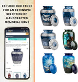 Handcrafted Cremation Urn – Cloud Heaven Blue Design – Suitable for Adult Men & Women, Mom & Dad