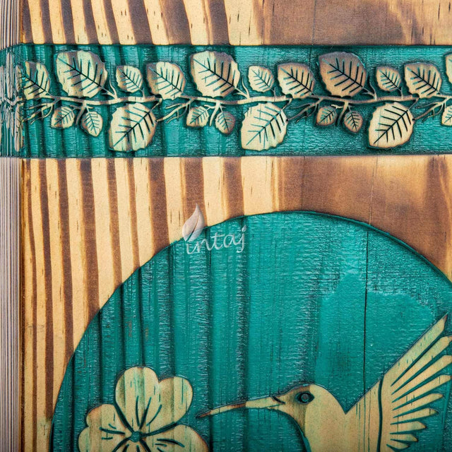 Wooden Urn for Human Ashes – Hummingbird Design – Suitable for Adults – Medium (9.5Hx5.5W, 180 Cu/in)