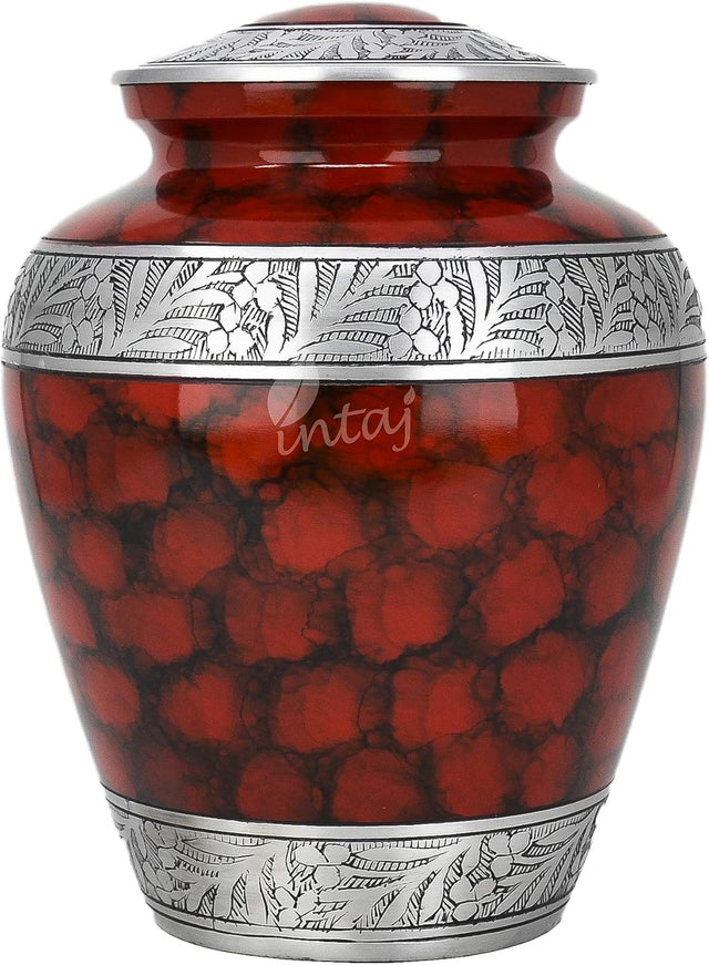 Handcrafted Cremation Urn – Cloud Red Design in Elite Cloud Blue & Silver – Suitable for Adult Men & Women, Mom & Dad – 200lbs Capacity