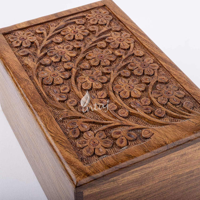 Handcarved Wooden Cremation Urn – Tree of Life Design – Suitable for Adult Men & Women – 218lbs Capacity