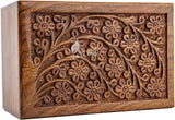 Handcarved Wooden Cremation Urn – Tree of Life Design – Suitable for Adult Men & Women – 218lbs Capacity