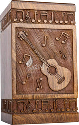 INTAJ Cremation Urns for Ashes Medium Male Female Wooden Guitar Urns Box for Ashes and Casket for Men Women Child, Pets Cat Dog Urn Burial Funeral Memorial Urns for Ashes Holds up to 250 lbs