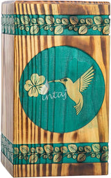 Wooden Urn for Human Ashes – Hummingbird Design – Suitable for Adults – Keepsake (3.5Hx2W, 6.5 Cu/in)