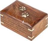 Handmade Rosewood Pet Urns for Dogs' Ashes, Personalized Wooden Urn for Ashes - Handcrafted Urns for Dogs, Cats, Pets - Memorial Keepsake Funeral Cremation Urn Box (Custom Two Paws, M - 7.5x5.5x3.75)
