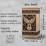 Handcarved Wooden Cremation Urn – Guitar Wings Design in Beechwood – Suitable for Adult Men & Women, Mom & Dad – 115 Cu/in Capacity