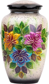 Handcrafted Floral Cremation Urn – Lotus Rainbow Design – Suitable for Adult Men & Women, Mom & Dad
