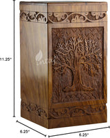 Handcarved Wooden Cremation Urn – Tree of Life Design – Suitable for Adult Men & Women, Mom & Dad – 250lbs Capacity