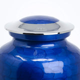 Handcrafted Cremation Urn – Blue Feather Design in Cloud Blue & Silver – Suitable for Adult Men & Women – 200lbs Capacity