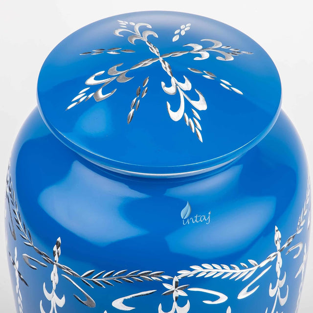 Handcrafted Diamond Cut Cremation Urn – Cobalt Finish – Suitable for Adult Men & Women – 200lbs Capacity