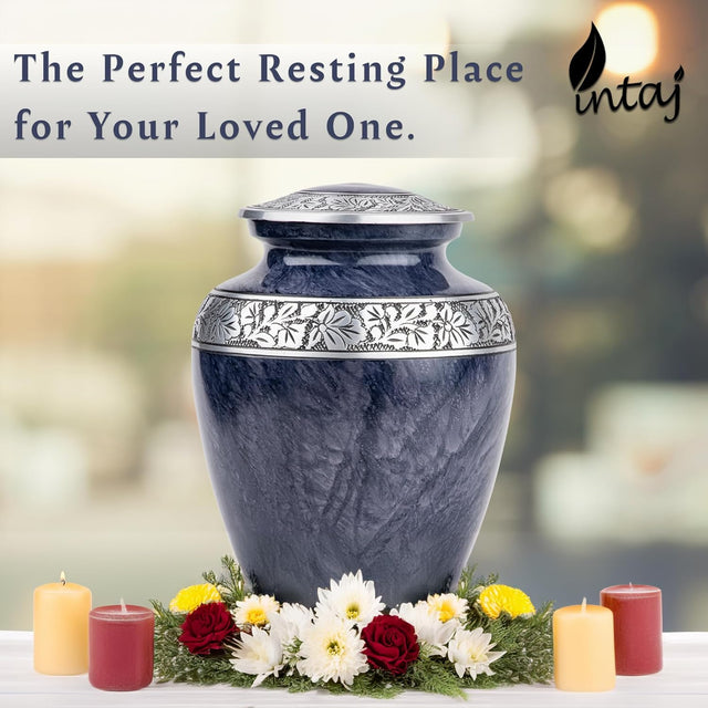 Handcrafted Cremation Urn – Cloud Heaven Blue Design – Suitable for Adult Men & Women, Mom & Dad