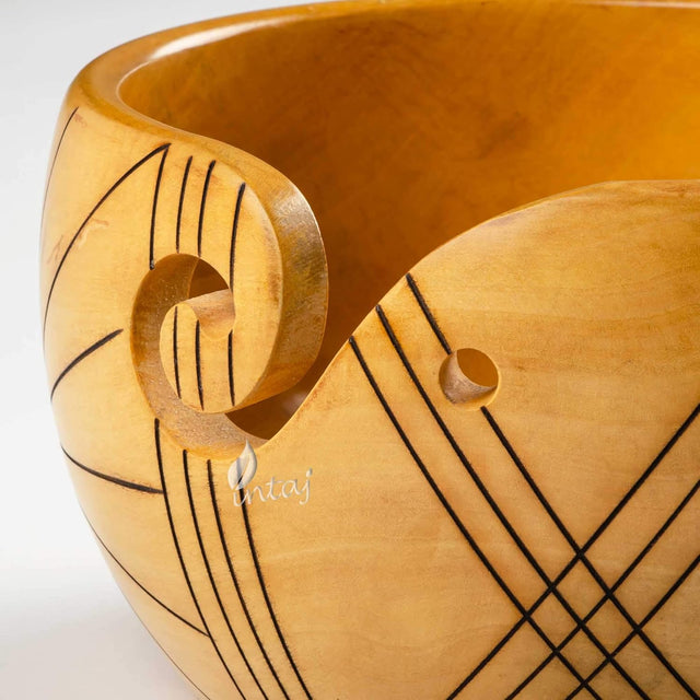 Handmade Large Wooden Yarn Bowl for Knitting Crochet Perfect Yarn Holder Rosewood Bowl for Mothers Day Christmas Gift (Large - 6x4, Stripes)