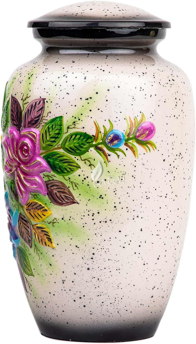 Handcrafted Floral Cremation Urn – Lotus Rainbow Design – Suitable for Adult Men & Women, Mom & Dad