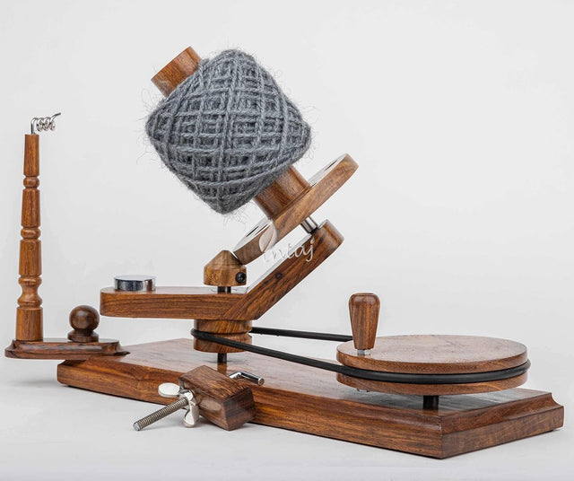 INTAJ Rosewood Yarn Winder and Swift Combo - Wooden Yarn Ball Winder for Knitting and Crocheting - Large Capacity, Easy to Set Up, Portable, Stable - Best Yarn Cake Winder for Your Projects