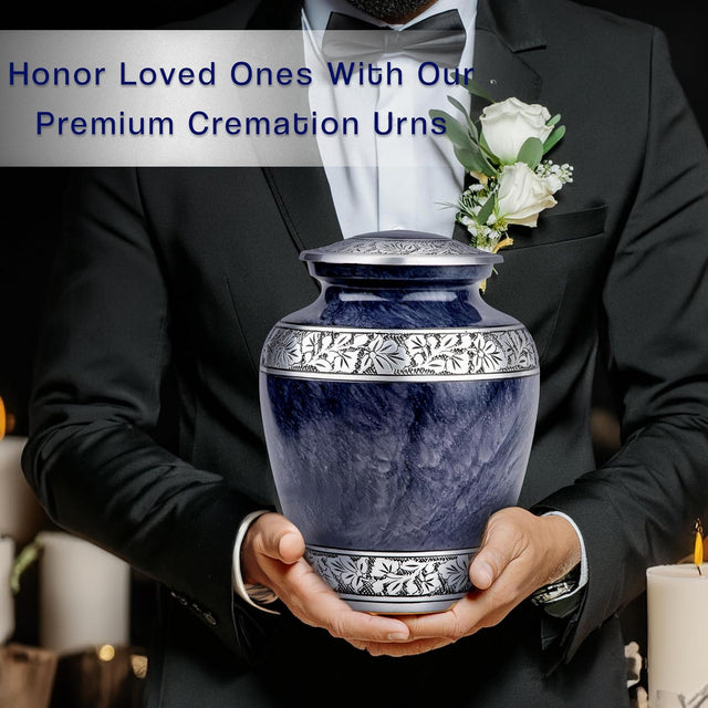 Handcrafted Cremation Urn – Cloud Heaven Blue Design – Suitable for Adult Men & Women, Mom & Dad