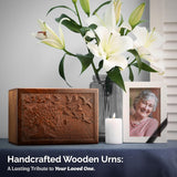 INTAJ Cremation Urns for Human Ashes Adult Male Female Wooden Tree of Life Urns Box and Casket for Ashes Men Women Child Pets Cat Dog Urn Burial Funeral Memorial Urns for Ashes Holds 200 Cubic Inch