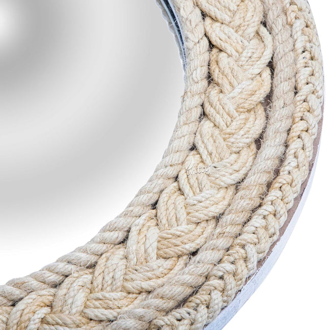 Rustic Rope Round Wall Mirror - Nautical Decorative Wall Mirror Handcrafted - Large Wall Home Decor Mirror for Bathroom, Bedroom, Entryway, Living Room (15x15, Braided Black and White)