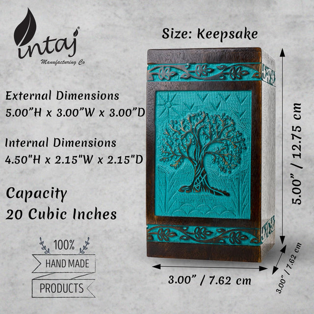 Handcarved Wooden Cremation Urn – Tree of Life – Suitable for Adult Men & Women – 250lbs