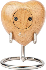 INTAJ Wooden Heart Urn for Human Ashes, Pet Ashes - Cremation Urn for Ashes, Humming Bird Funeral Urn for Dogs,Cats Hand-Crafted - Burial Urn Box (BeechWood-Rose, L (5") 14Cu/In)