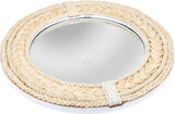 Rustic Rope Round Wall Mirror - Nautical Decorative Wall Mirror Handcrafted - Large Wall Home Decor Mirror for Bathroom, Bedroom, Entryway, Living Room (24x24, Brown Braided)