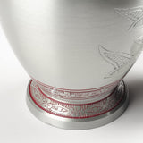 Handcrafted Cremation Urn – Arcadia Red Design in Royal Silver – Suitable for Adult Men & Women, Mom & Dad